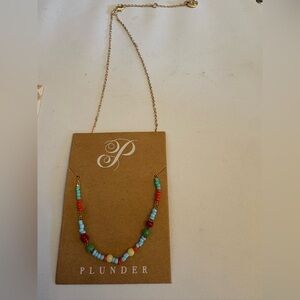Plunder Colorful Beaded Necklace with Gold Chain